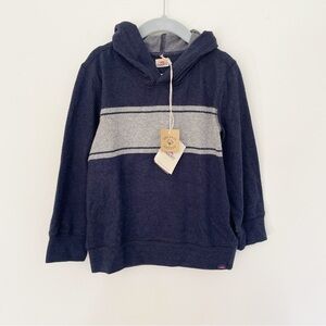 New Faherty Boys Hoodie Sweater Sweatshirt Navy and Gray Striped size 6 Pullover